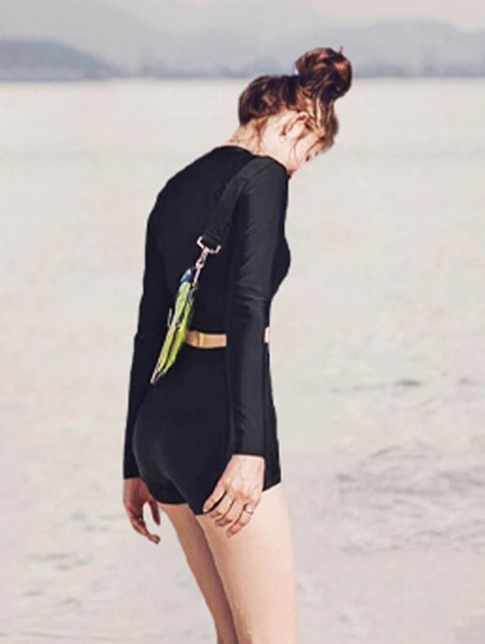 Girls Black Long Sleeve Swimwear Set Rash Guard & Shorts UPF 50+ Teen 13-14Y